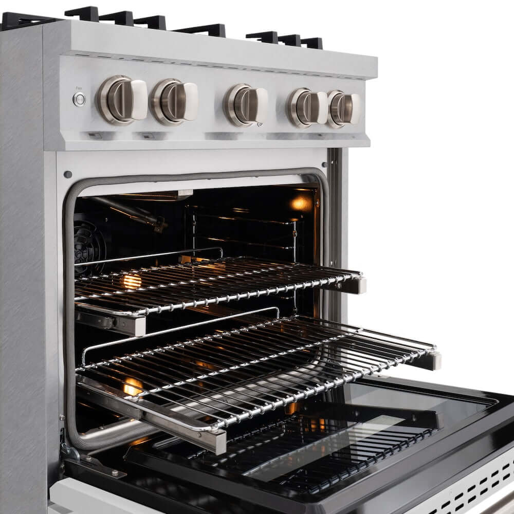 ZLINE 30 Inch 4.2 Cu. Ft. Classic Gas Range with 4 Burner Cooktop & Convection Gas Oven - Satin Stainless Steel with White Matte Door (CGRS WM 30) | Perfect for Modern Kitchens, Home Chefs & Baking Enthusiasts