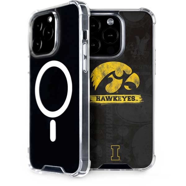Official University of Iowa Hawkeyes Distressed Logo iPhone 15 Pro MagSafe Case - Durable Protective Cover for Daily Use, Travel & Sports Fans