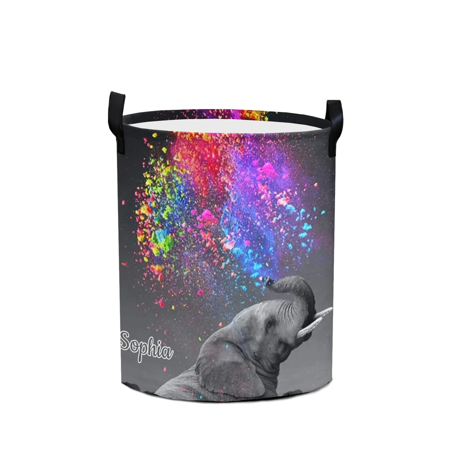 Rainbow Elephant Laundry Basket - Collapsible Oxford Cloth Hamper with Handles for Home Storage - Perfect for Kids Room, Nursery, Dorm & Laundry Organization