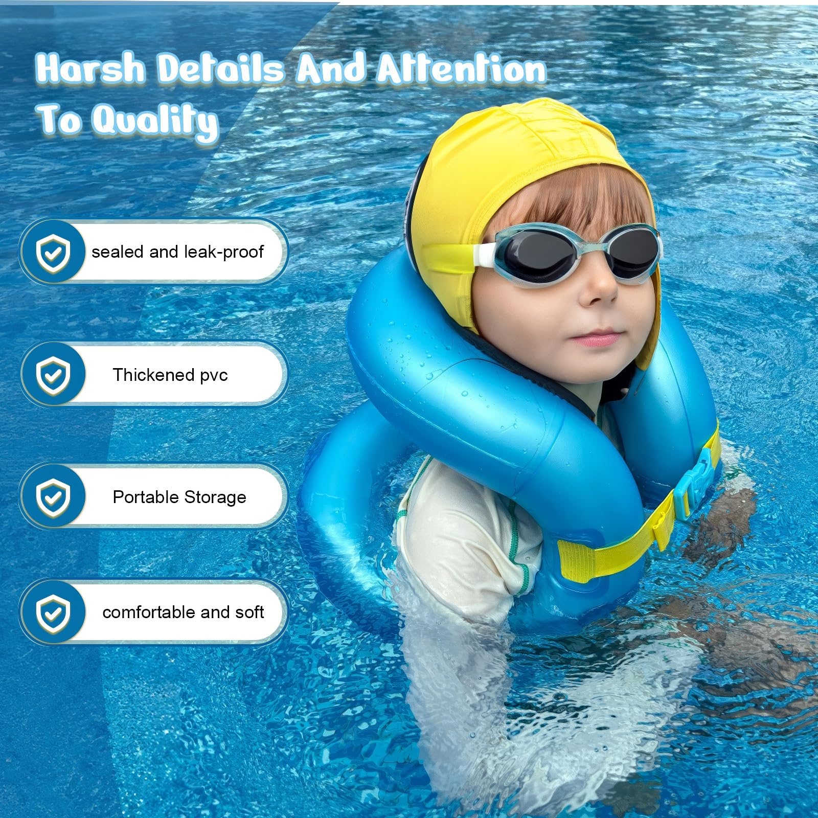 **Best Inflatable Swim Vest for Kids 30-90 lbs - Adjustable Safety Buckle, Double Air Chambers, Portable Pool Float for Toddlers & Children - Perfect for Swimming Lessons, Beach & Pool Safety**