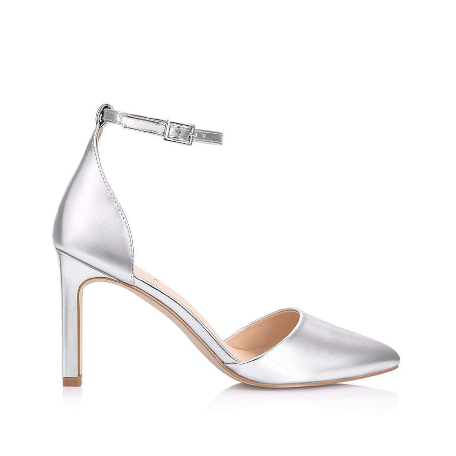 Kitra Women's Closed Toe High Heels - Silver Dress Pumps for Party, Wedding & Office Wear