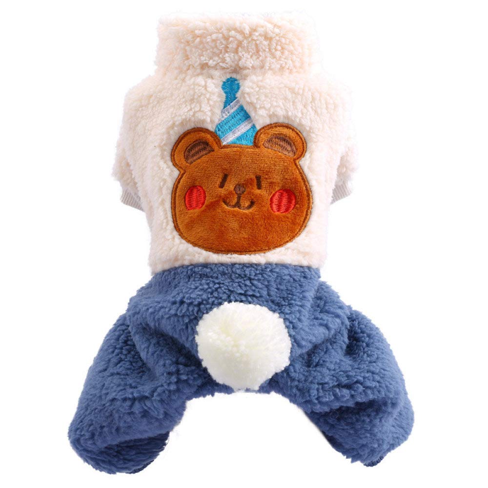HUANSUN Cute Velvet Pet Dog Cat Clothes - Warm Winter Outfit with Rabbit & Bear Design, Size 2, Comfortable Four-Legged Apparel for Small Dogs and Cats - Perfect for Cold Weather Walks and Indoor Cozy Time