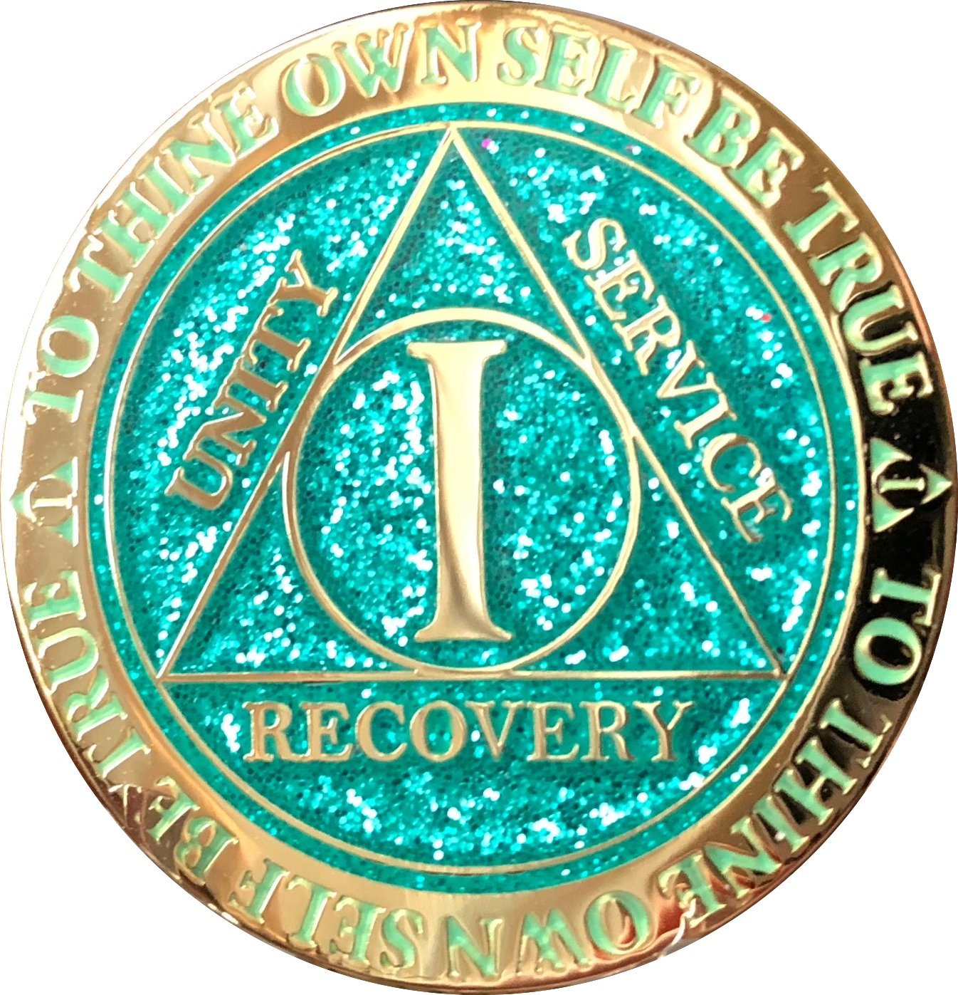 1 Year AA Medallion Reflex Aqua Glitter Gold Plated Turquoise Color Chip - Perfect for Jewelry Making, DIY Crafts, Gift Giving and Fashion Accessories