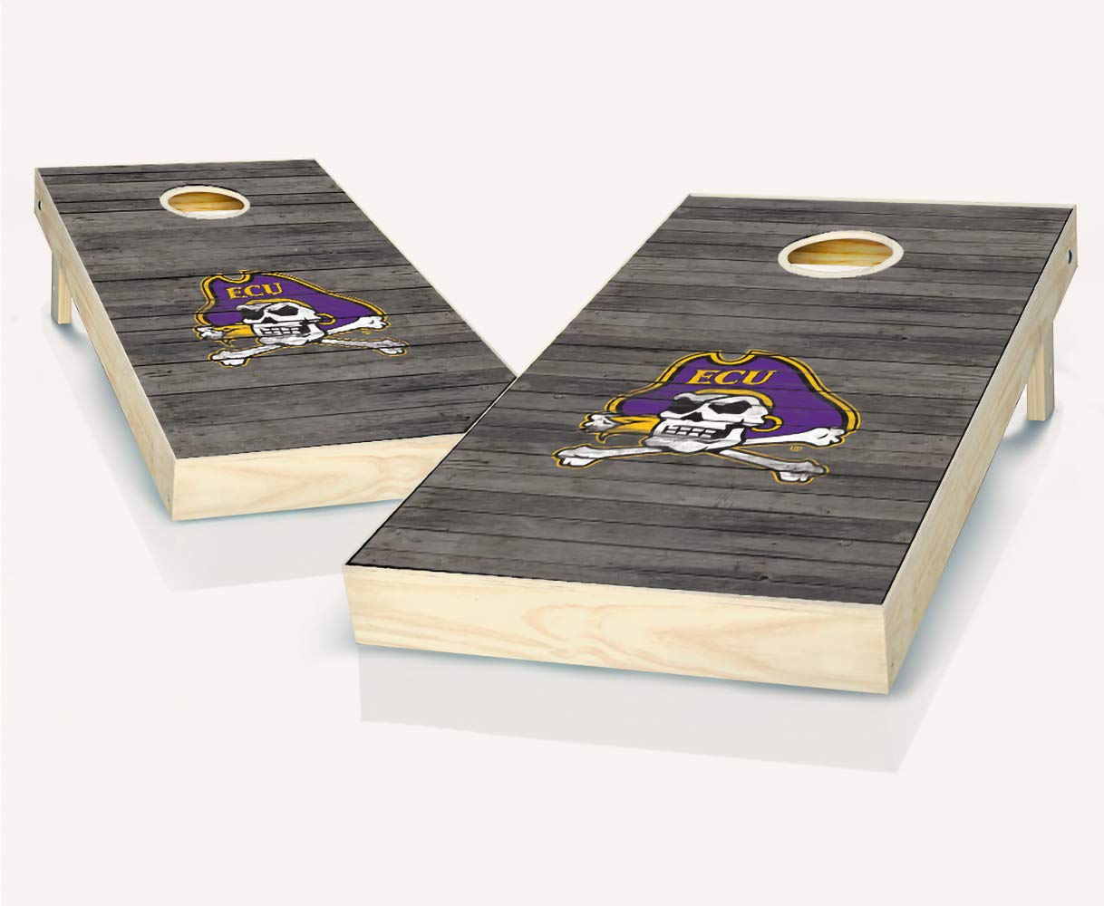 NCAA Distressed Cornhole Game Set with 8 Bean Bags - Perfect for Tailgating, Backyard BBQs, and College Football Parties
