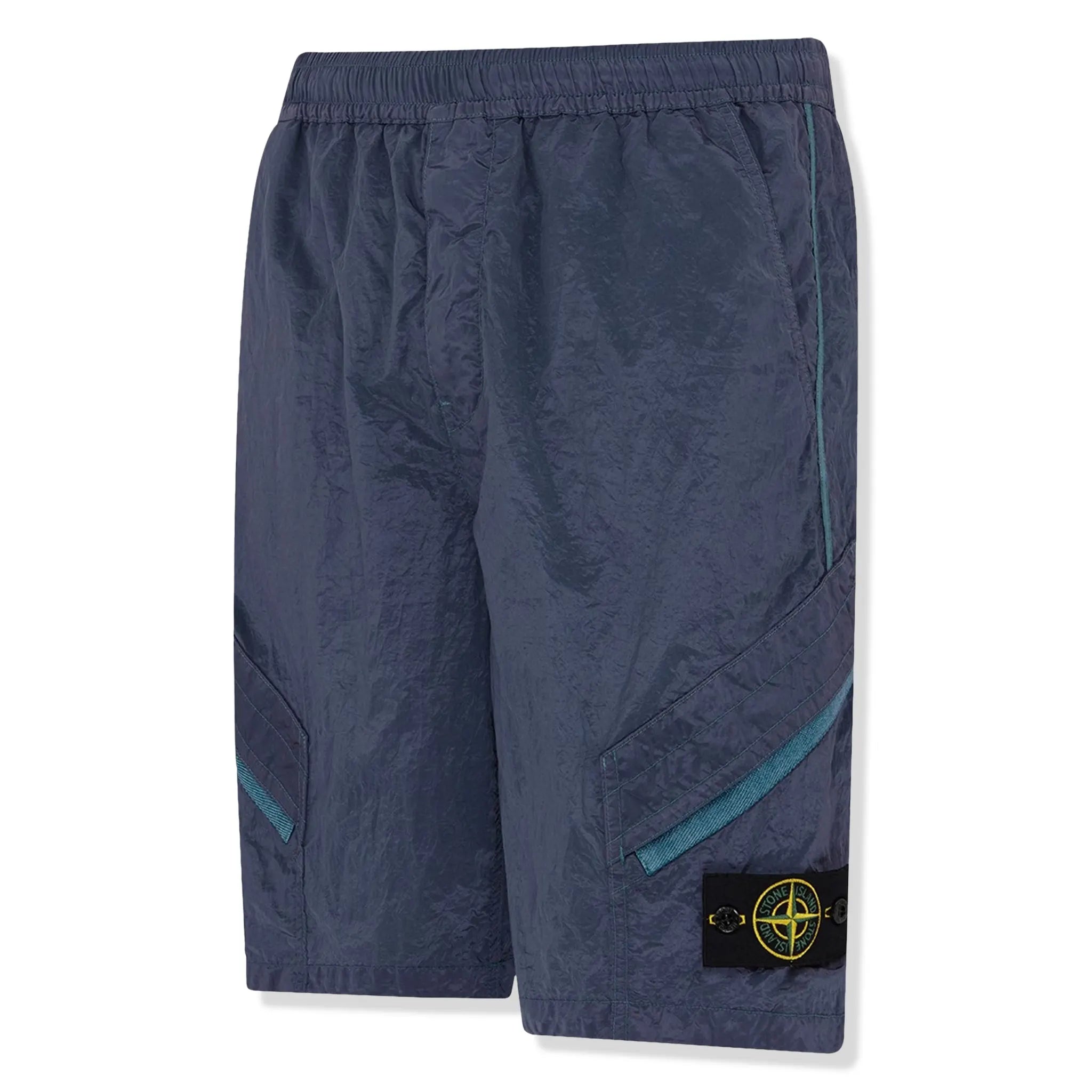 Stone Island Men's Nylon Metal Avio Blue Shorts - Lightweight Summer Casual Shorts for Outdoor Activities & Travel