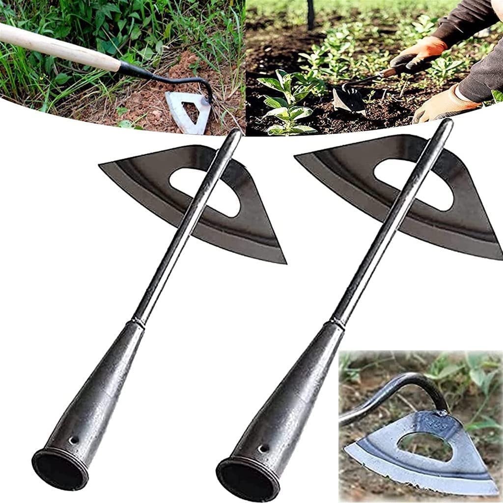 FAHXNVB Heavy Duty All Steel Hollow Hoe - 2 Pack Gardening & Weeding Tool for Backyard, Farm, and Craft Projects - Durable Weeding Hoe for Soil Loosening and Plant Cultivation