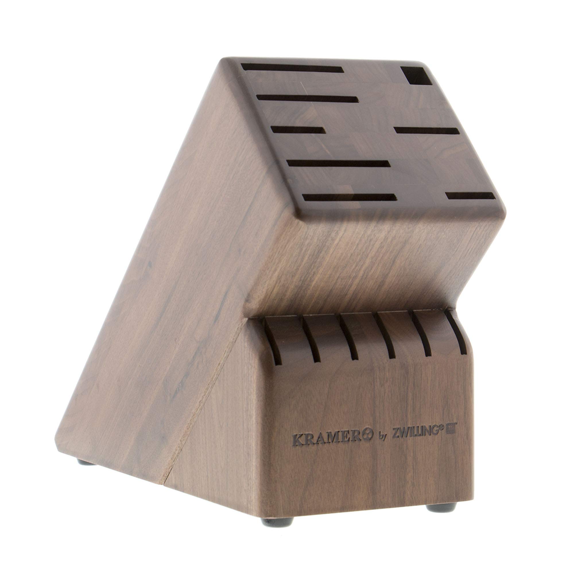 ZWILLING KRAMER 14-Slot Walnut Wood Knife Storage Block - Premium Knife Organizer for Kitchen Countertop, Perfect for Storing Chef Knives, Steak Knives and Kitchen Utensils