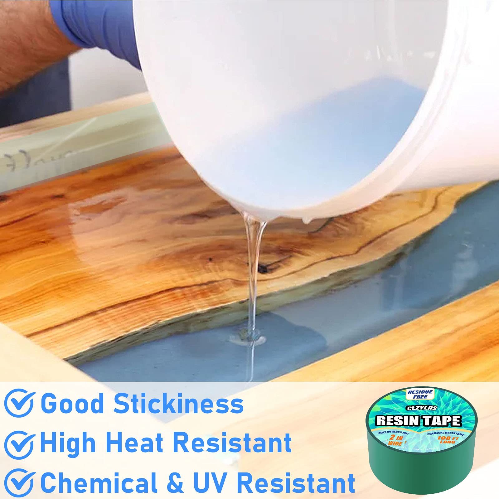 Premium Resin Tape for Epoxy Molding - High Temp Silicone Adhesive Craft Tape for River Tables, Jewelry Making & DIY Projects - Perfect for Epoxy Resin Art, Hollow Frames & Pendant Creation