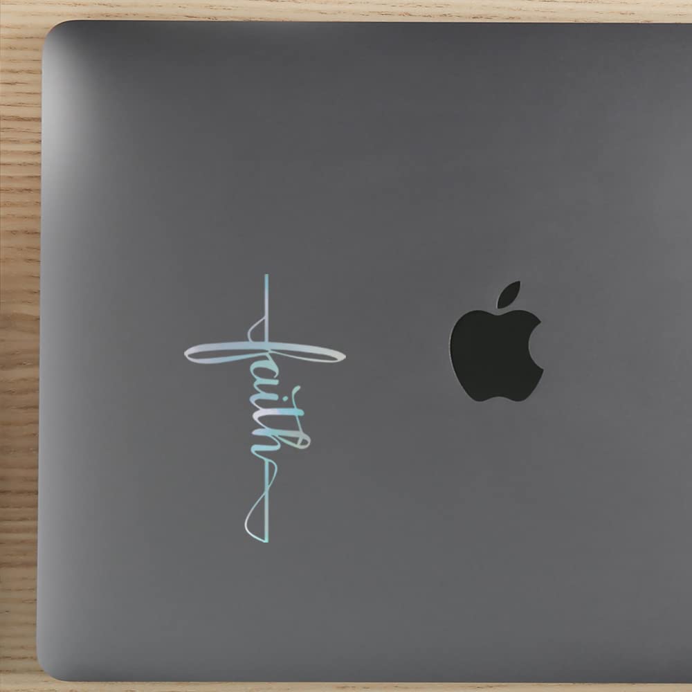 Premium Waterproof Vinyl Decal Stickers - God Faith Cross Hologram (Set of 2) for Laptop, Phone, Helmet, Car Window, Bumper, Mug, Cup, Door & Wall - Religious Decor, Gift Ideas & Faith-Based Home/Office Accessories