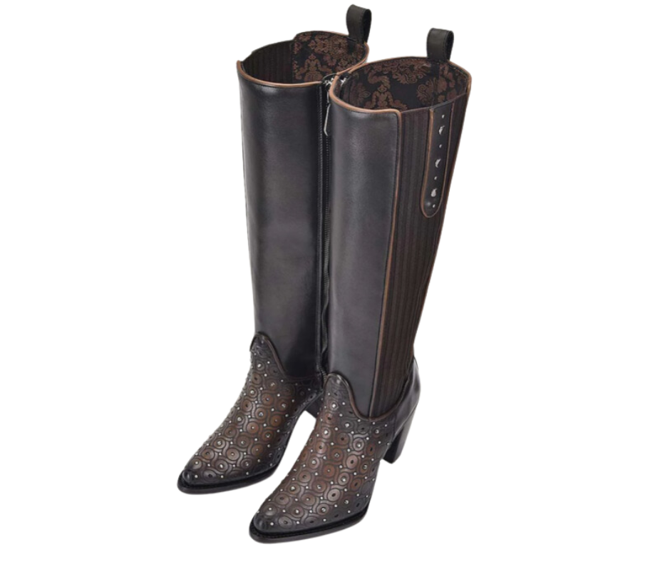 Women's Cuadra CU759 LD Maple Cowboy Boots with Zipper, Studs & Laser Round Toe - Western Fashion for Country Rides & Night Out