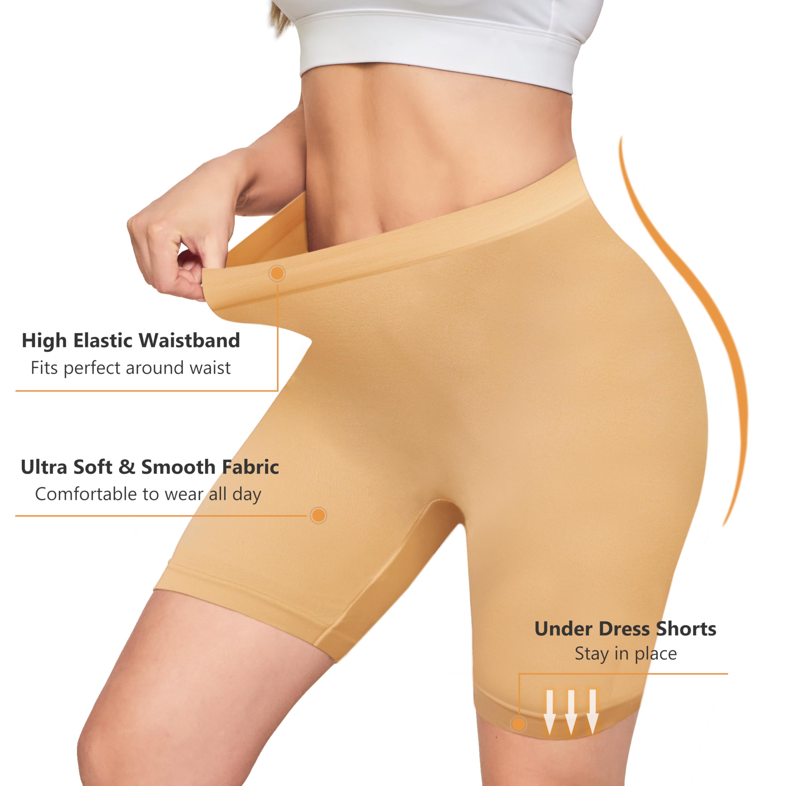 Nalwort Women's High Waisted Seamless Slip Shorts - 3 Pack Smooth Under Dress Shapewear for Comfort & Coverage | Perfect for Work, Travel & Everyday Wear