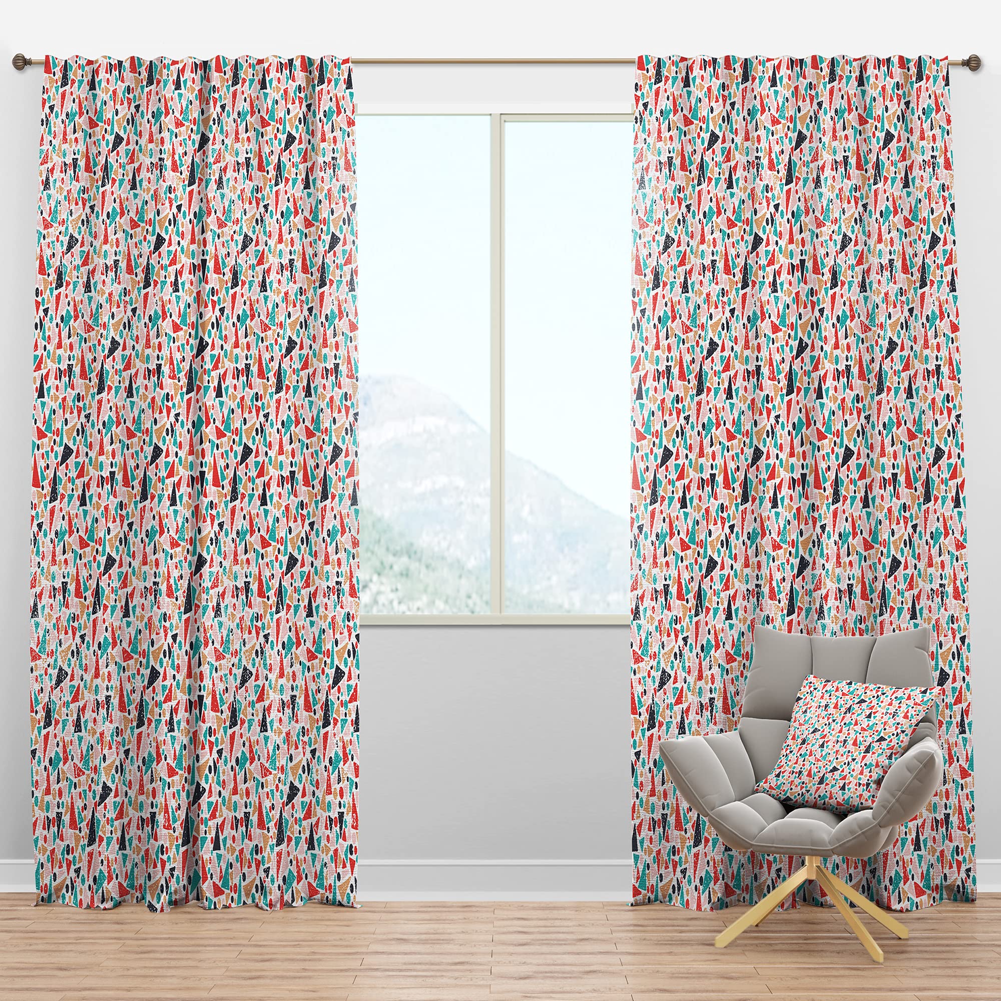 DesignQ Blackout Curtains - Retro Abstract Pattern Thermal Insulated Drapes for Bedroom & Living Room (52x108, Single Panel) - Perfect for Home Decor, Light Blocking & Temperature Control