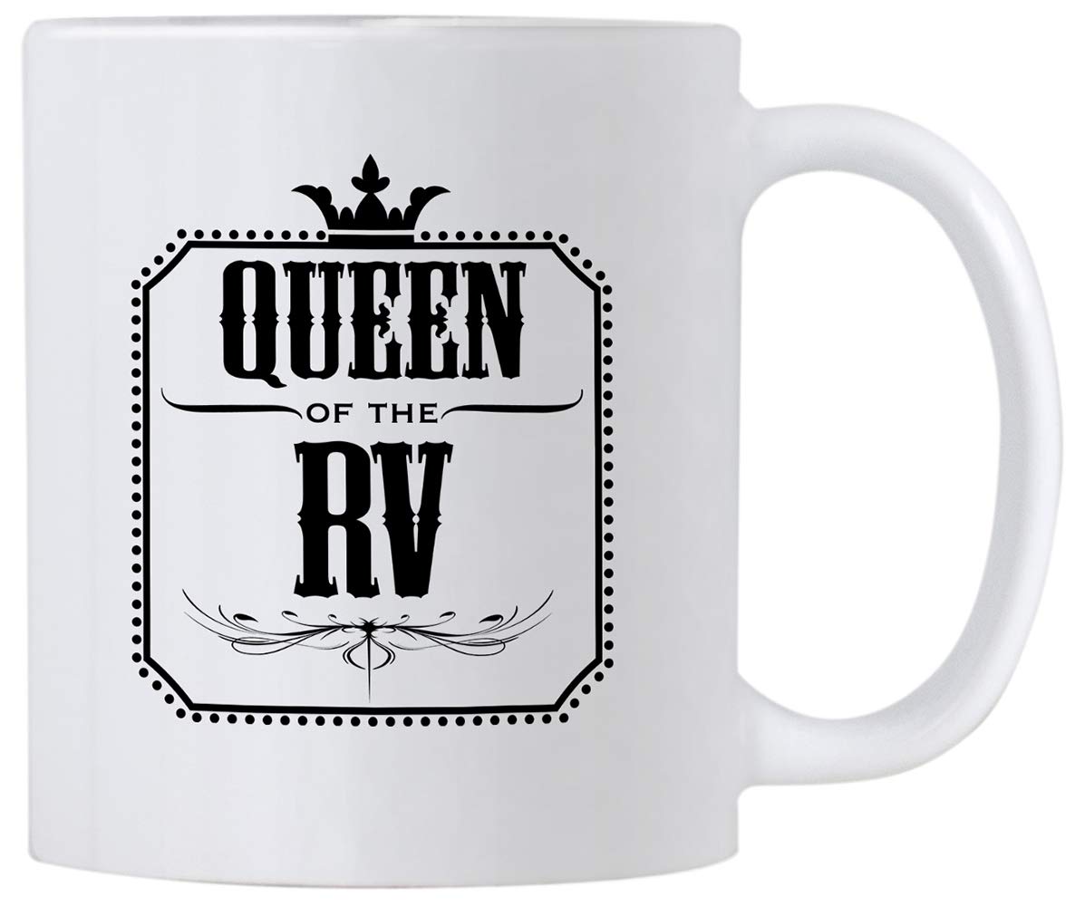 Casitika Queen of the RV Ceramic 11 oz Coffee Mug - Unique Camping Gift for Women, Perfect for Mom or Girlfriend - Ideal for Road Trips, RV Travel & Outdoor Adventures