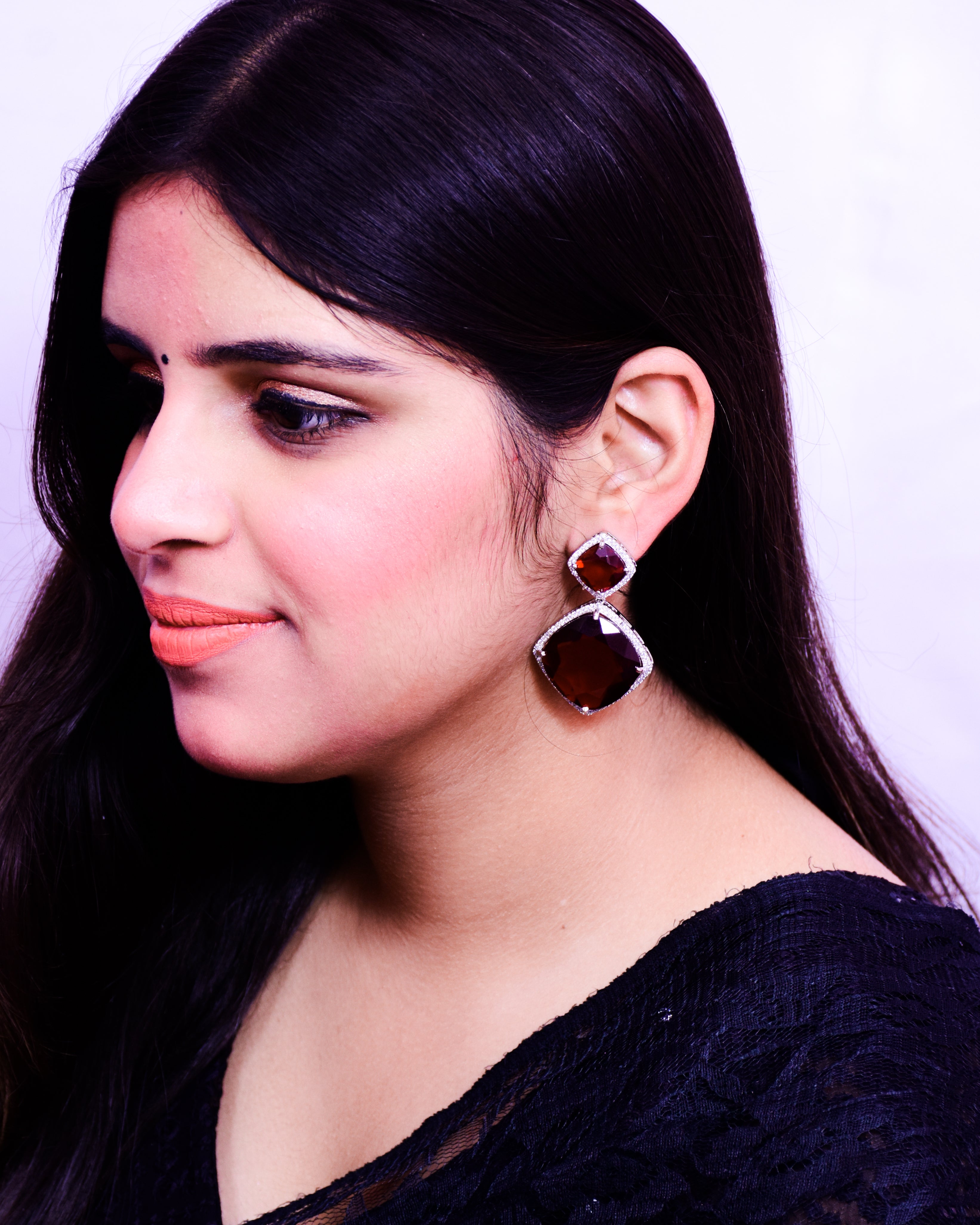 American Diamond Earrings with Genuine Stones - Elegant Jewelry for Women, Perfect for Weddings, Parties & Special Occasions