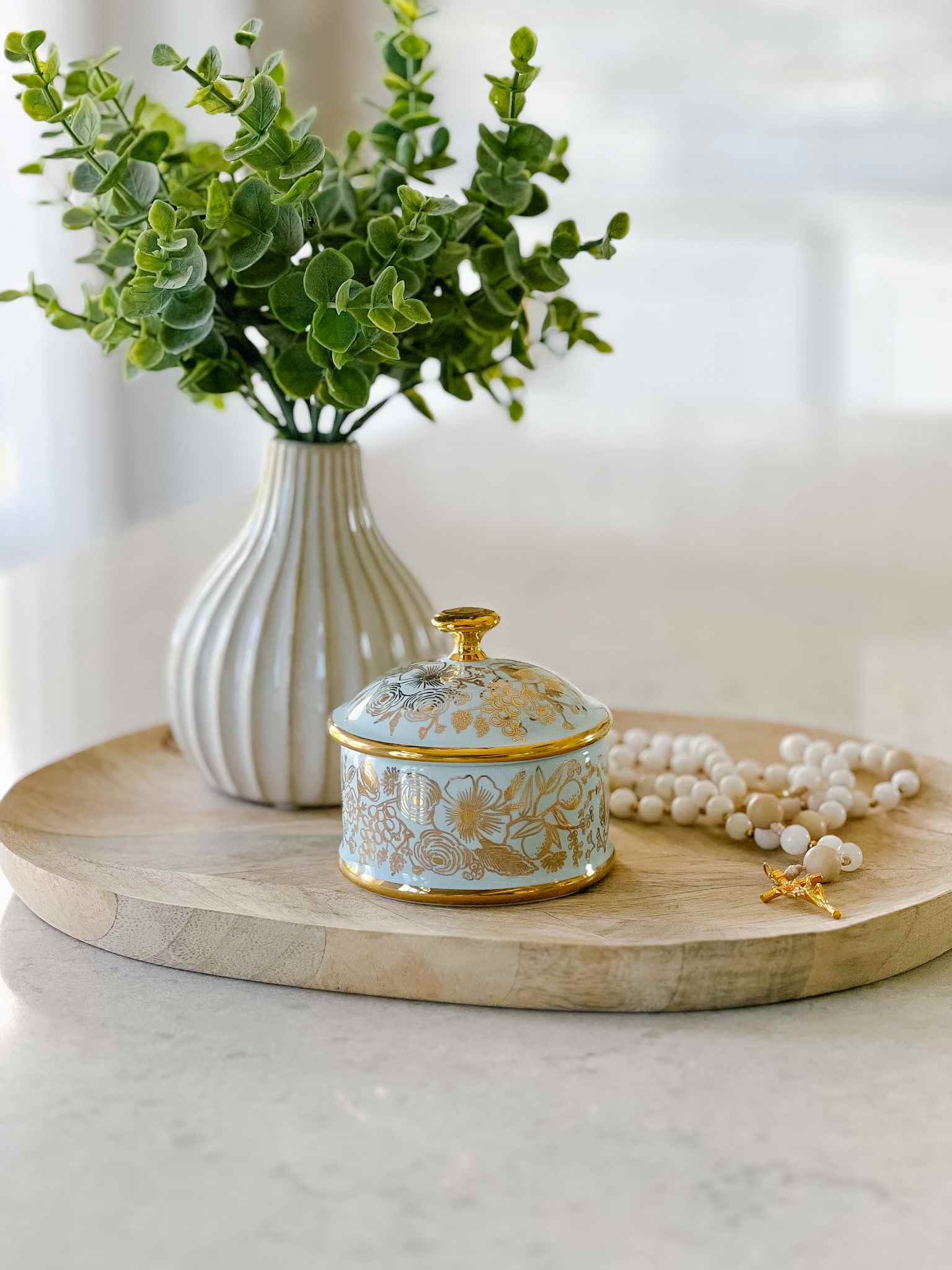Colette Round Porcelain Box - Elegant Decorative Storage for Jewelry, Trinkets & Keepsakes | Perfect for Home Decor, Gift Giving & Organizing Small Items
