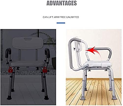 Adjustable Shower Chair for Seniors & Disabled - Slip-Resistant Bath Seat with Removable Arms & Back Support - 330lb Weight Capacity - Ideal for Elderly Safety & Mobility Assistance in Bathroom