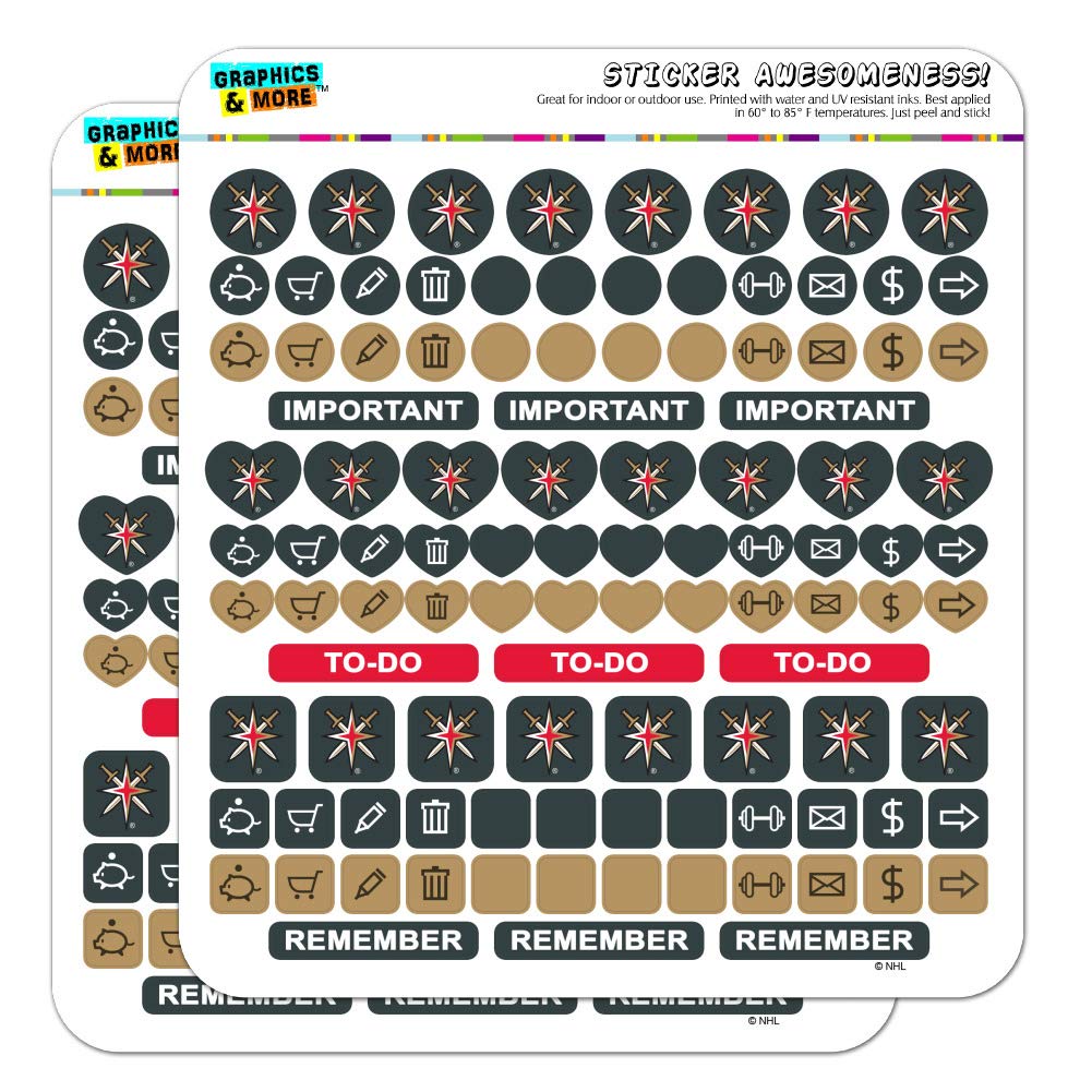 Vegas Golden Knights NHL Sticker Set for Planners, Calendars, Scrapbooking & Crafting - Perfect for DIY Projects, Journaling & Fan Merchandise