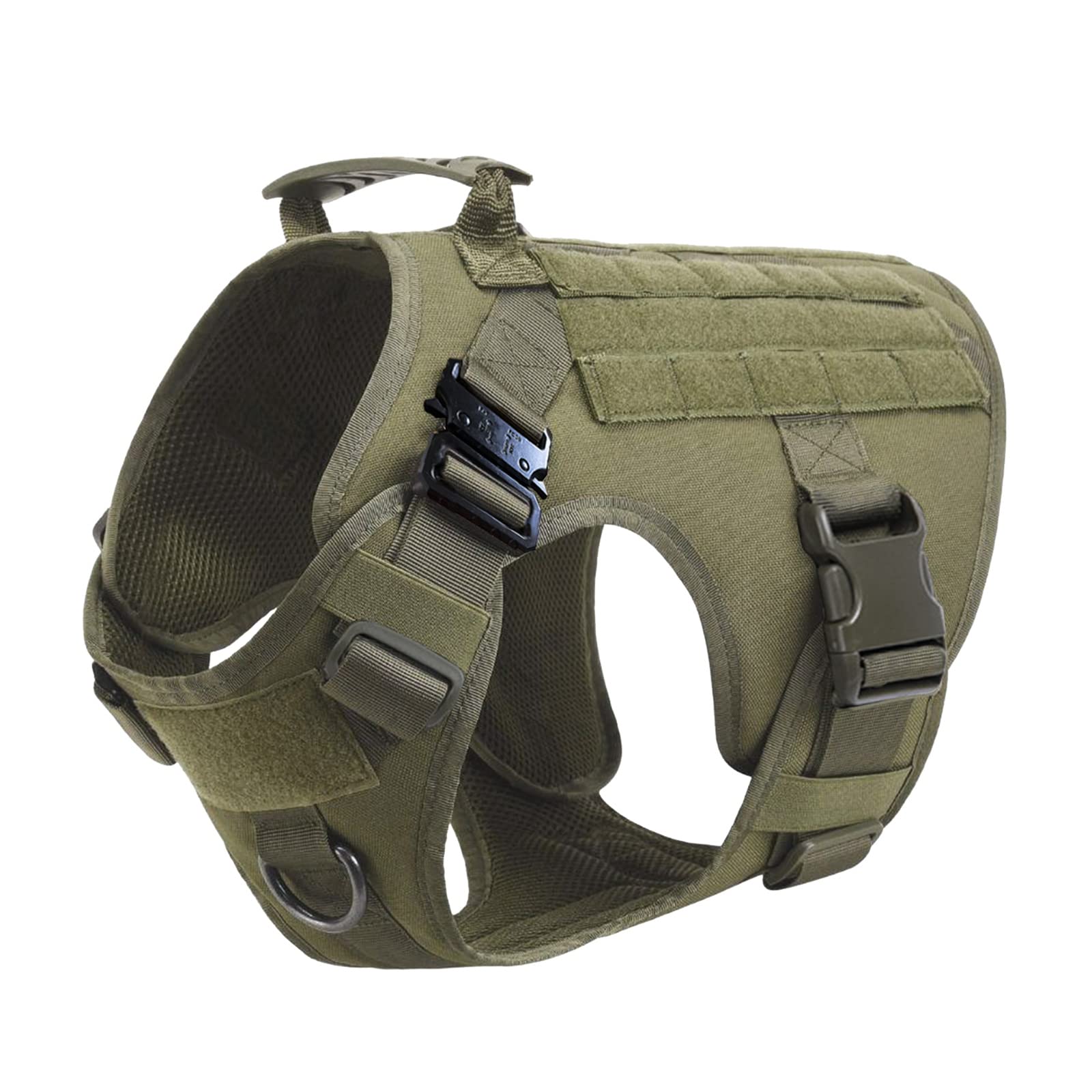 Tactical Dog Harness with Handle - Adjustable No-Pull Service Vest for Large & Medium Dogs | Military K9 Working Vest with Hook & Loop Panels for Outdoor Training & Security (Army Green, Medium) - Perfect for Police Dogs, Service Animals & Outdoor Adventures