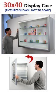 30x40 Shadow Box Display Case with Glass Shelves - Metal Framed SUPER WIDE FACE (6