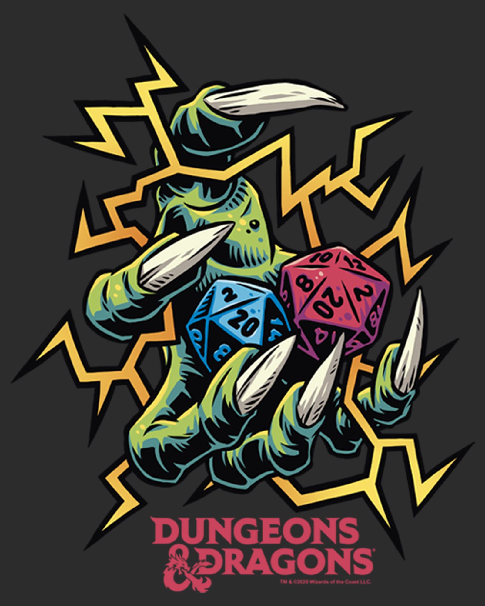 Women's Dungeons & Dragons Monster Claw Dice Roll Graphic T-Shirt | Fantasy RPG Gamer Tee for Tabletop Gaming & Cosplay