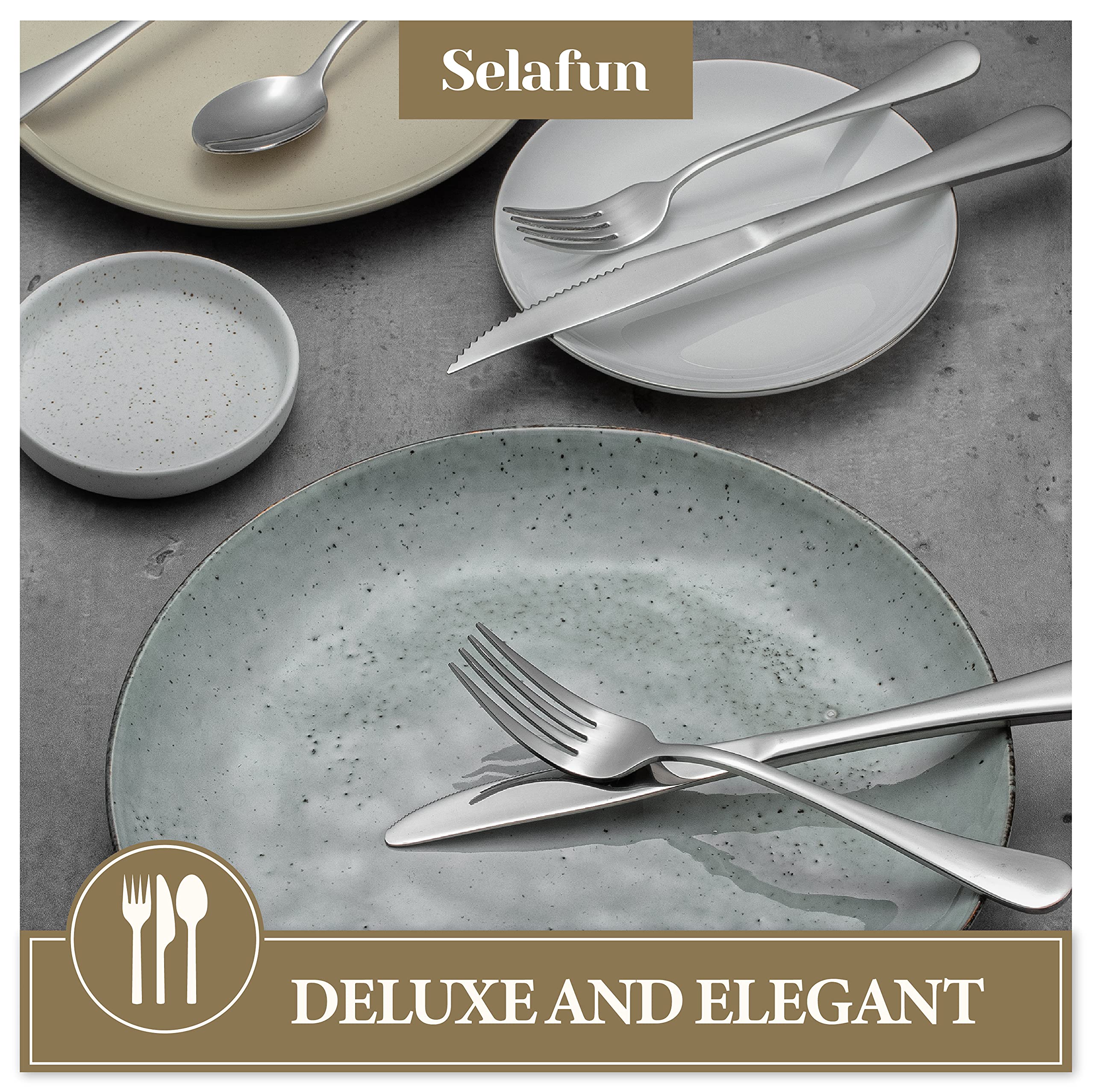 24-Piece Stainless Steel Flatware Set with Titanium Plating - Elegant Silverware Cutlery Set for 4 - Dishwasher Safe Kitchen Utensils - Perfect for Dinner Parties, Holidays & Everyday Dining