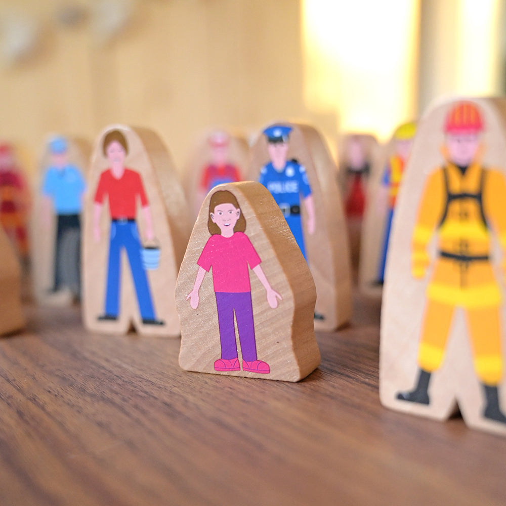 25 Piece Wooden Community Helpers Playset - Diverse Occupations Figures for Kids Block Play & Pretend Play - Perfect for Preschool Learning, Daycare Activities & Social Skills Development