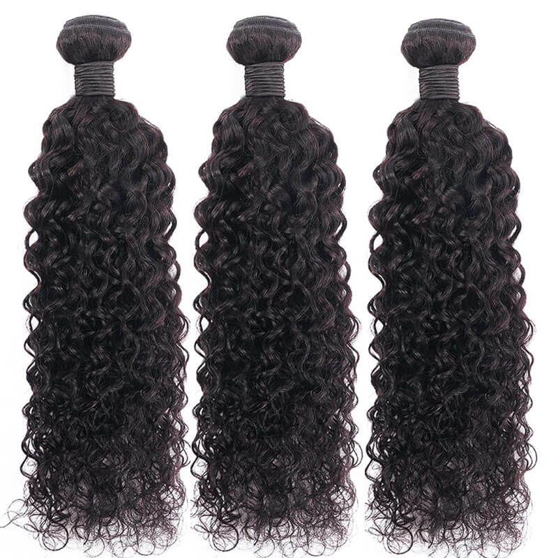 Eullair Water Wave Bundles with Closure 3/4 PCS - 4x4 5x5 6x6 HD Lace Closure - Perfect for Natural-Looking Hairstyles, Weaves & Extensions for Women