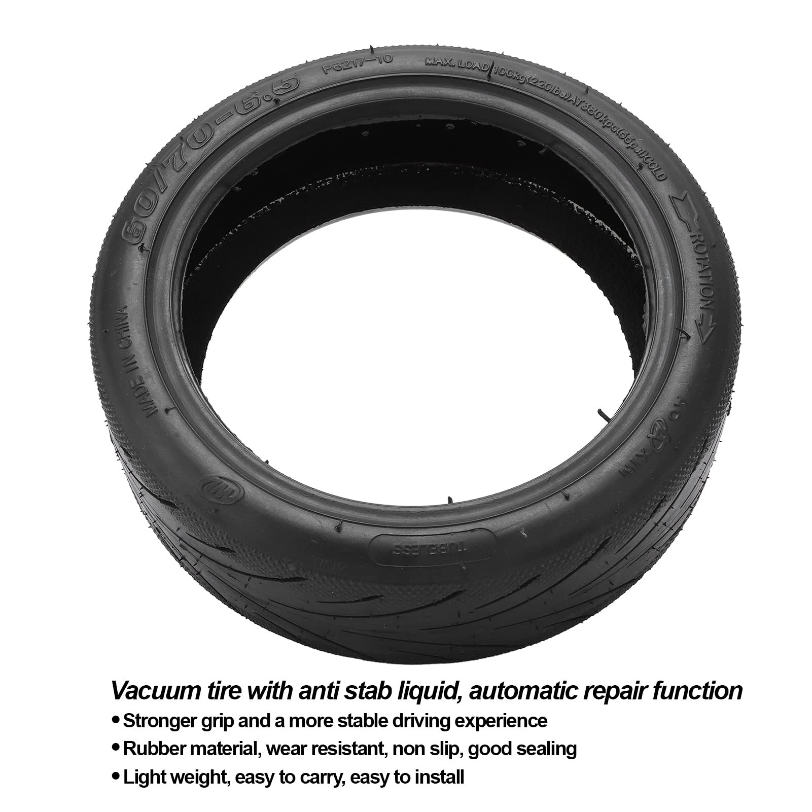 **Explosion-Proof Scooter Tubeless Tire with Valve – Compatible with Ninebot Max G30 & Other Electric Scooters – Durable & Safe for Commuting & Urban Riding**
