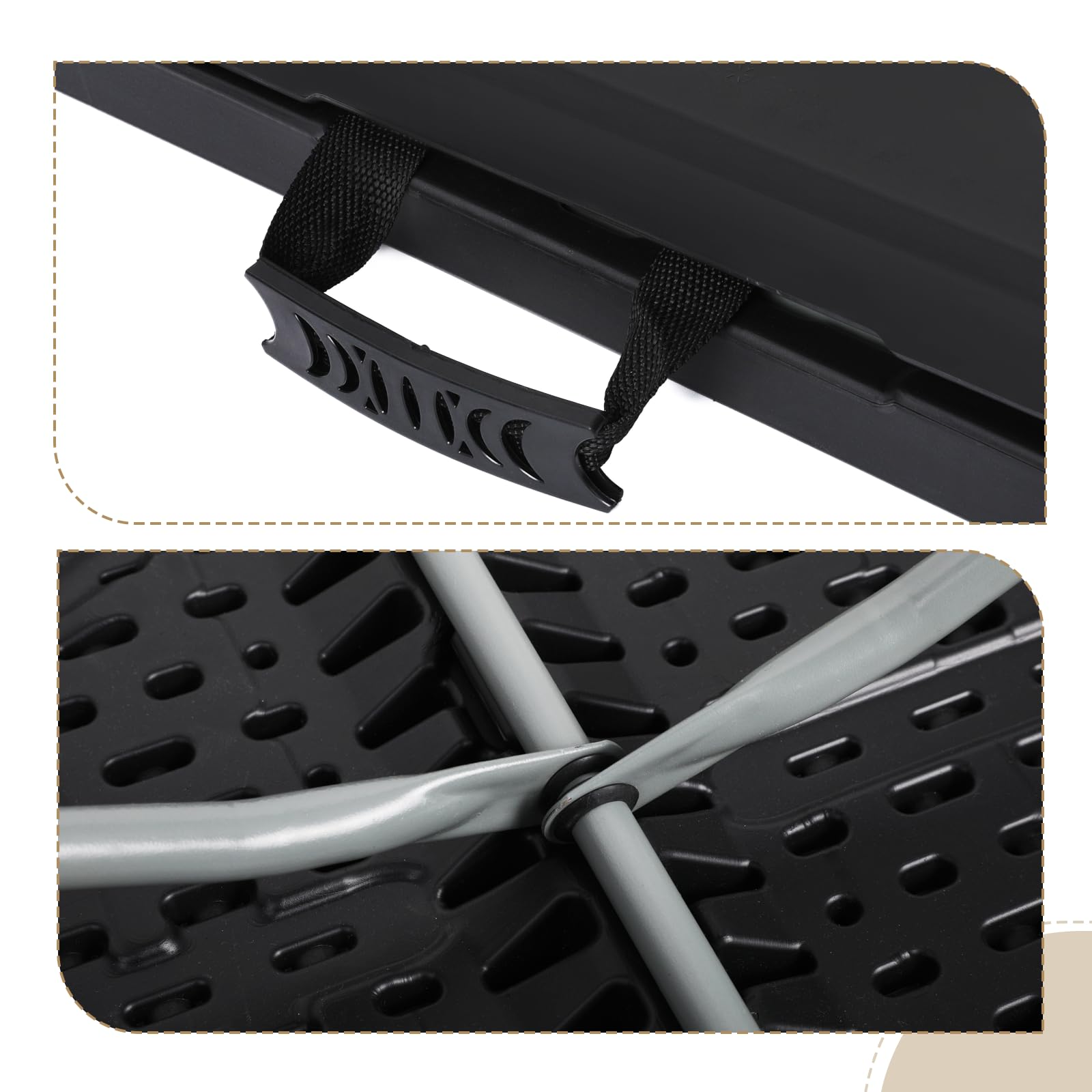 4ft Square Folding Table - Portable Plastic Card Table with Handle for Indoor & Outdoor Use | Collapsible Utility Dining Table Perfect for Parties, Camping, Picnics, BBQs & Home Events (Black)