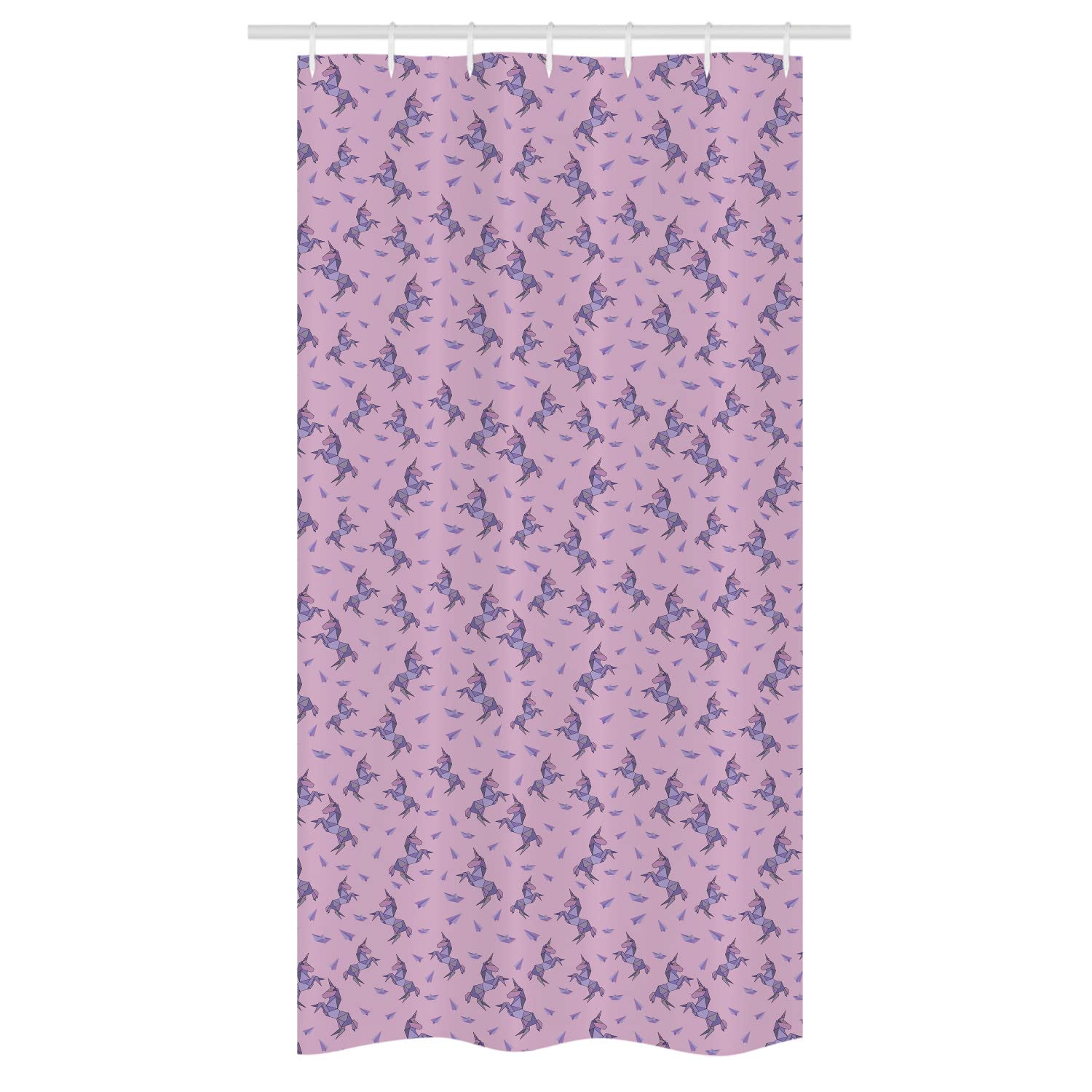 Ambesonne Unicorn Shower Curtain - Fantasy Polygonal Geometric Horned Horse Design in Dreamy Lilac Blue Violet, 72x36 Inch Waterproof Fabric Bathroom Decor with Hooks - Perfect for Kids' Rooms, Themed Bathrooms & Fantasy Decor