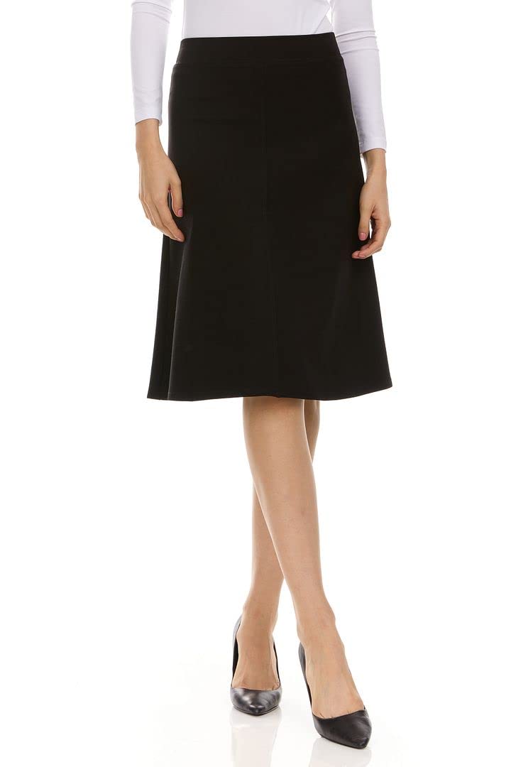 BGDK Women's A-Line Knee Length Skirt with Elastic Waist - Office Work Skirt for Business Casual & Professional Wear