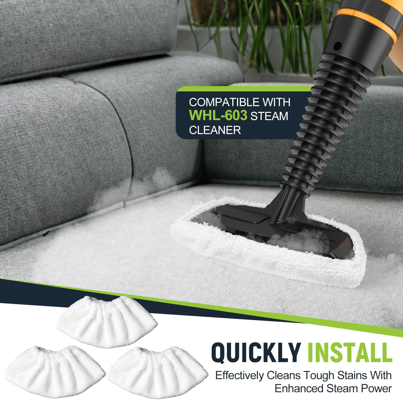 3 Pack Steam Cleaner Replacement Cloths - Reusable Microfiber Towel Sleeves for Most Handheld Steamers - Universal Fit for Deep Cleaning Floors, Upholstery & Home Surfaces - Perfect for Kitchen, Bathroom & Car Detailing