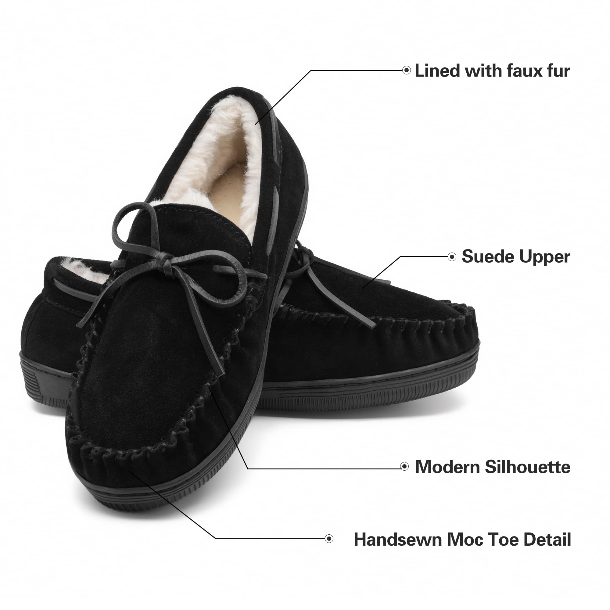 DREAM PAIRS Men's Moccasin Slippers - Soft Fuzzy Plush House Shoes with Fleece Lining for Indoor & Outdoor Wear - Comfortable Loafers for Home, Office, and Travel