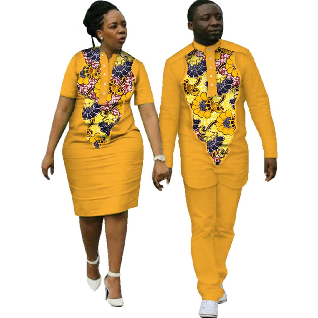 Stylish Dashiki African Dresses & Matching Sets for Women & Men | Traditional African Clothing Tops & Pants | Perfect for Cultural Events, Weddings & Festivals | 24fs1430 L