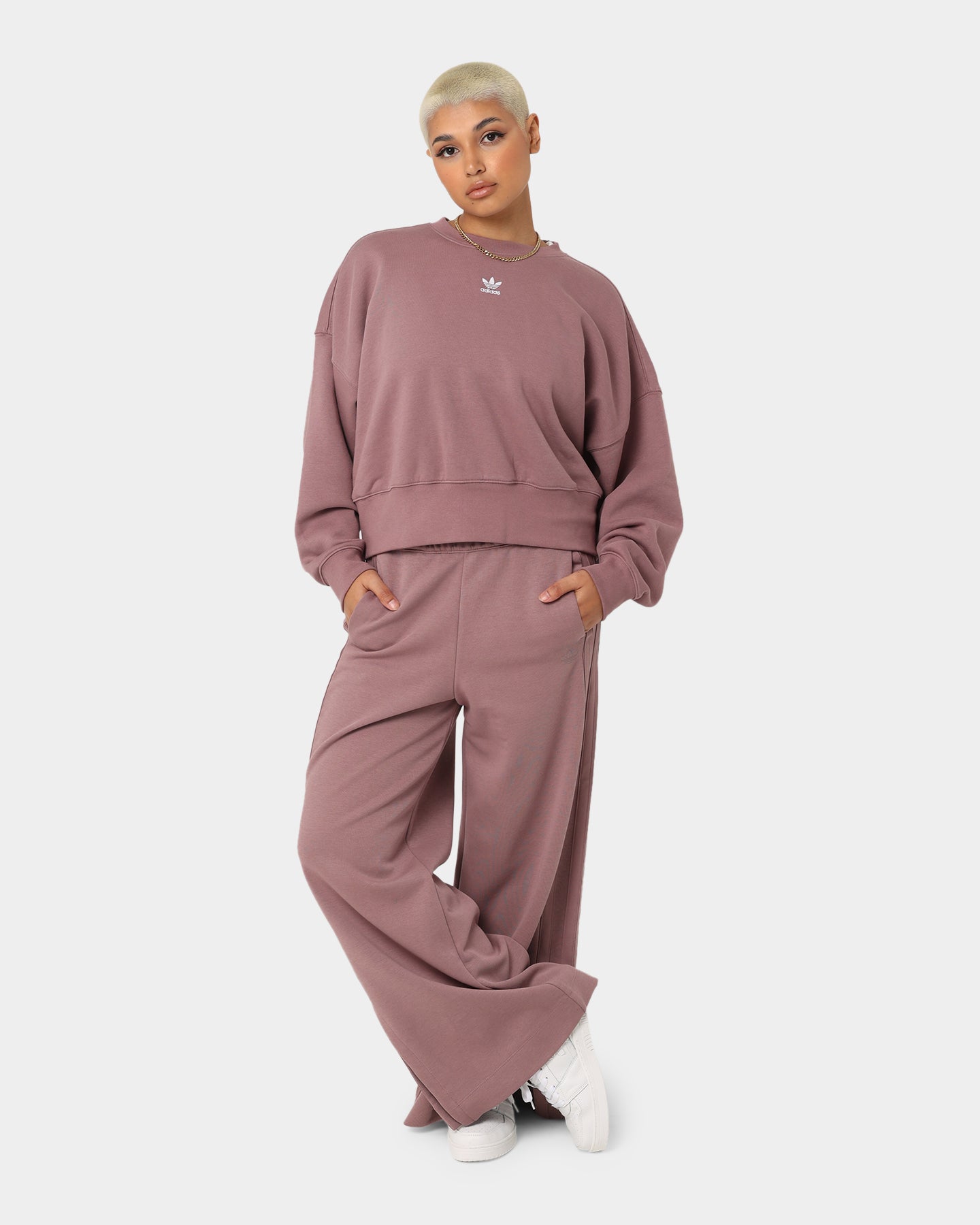 Adidas Women's Adicolor Contempo Chunky Stripes Trackpants - High Waisted Athletic Joggers for Running, Yoga & Lounge Wear - Wonder Oxide Color