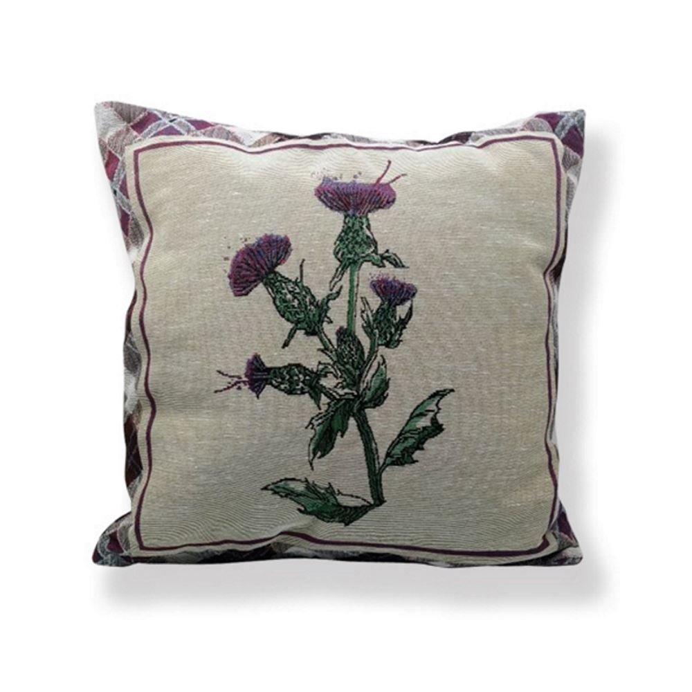 D&C Supplies Wild Thistle Jacquard Cushion Pillow - Bohemian Home Decor for Living Room, Bedroom, Sofa & Window Seat
