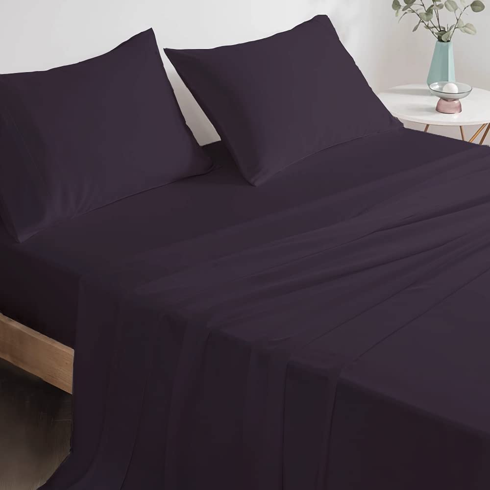 Premium 500 Thread Count Tencel Blend Bed Sheet Set - Full Size, Purple - 4pc Cooling & Breathable Luxury Sheets (1 Flat Sheet, 1 Fitted Sheet, 2 Pillowcases) - Perfect for Hot Sleepers & All-Season Comfort