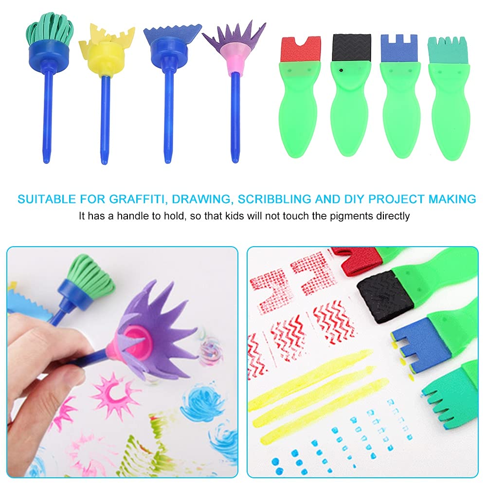 Keenso 12-Piece Kids Painting Kit - Sponge Brushes & Paint Tools for Children's Art, Drawing & Craft Activities | Perfect for Classroom, Birthday Gifts & Creative Play