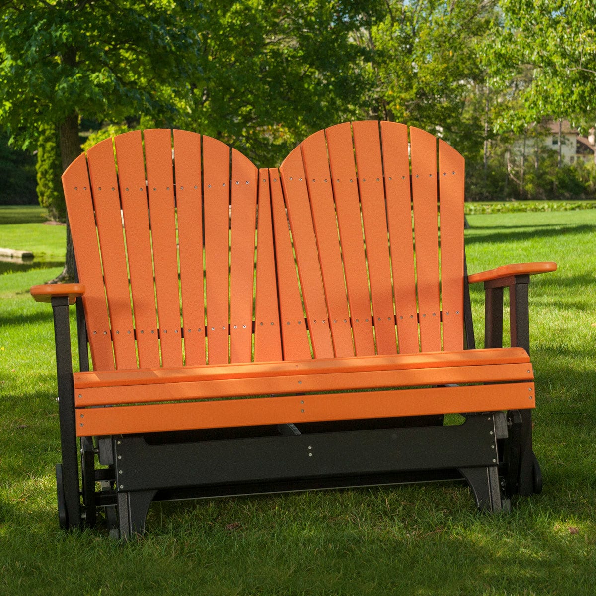 LuxCraft 4ft Adirondack Patio Glider - Recycled Plastic Outdoor Furniture for Garden, Deck, and Backyard Relaxation