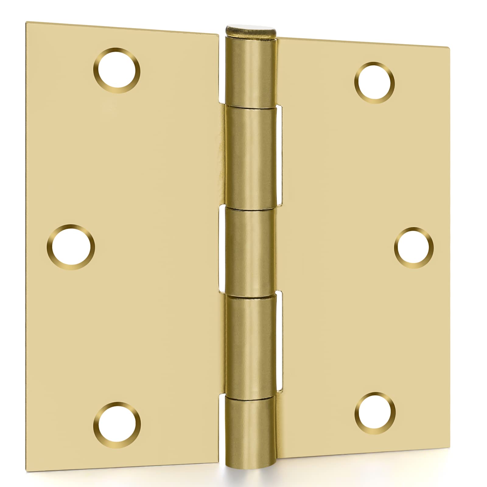 48 Pack Goldenwarm Brass Hinges - 3.5 Inch Gold Door Hinges for Interior Doors - Square Corner Flat Butt Hinges - Durable Door Hardware for Cabinets, Furniture & Home Renovation Projects