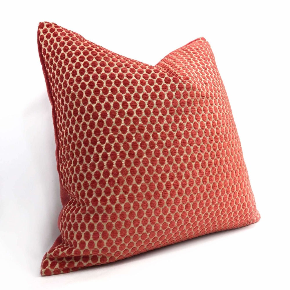 Finley Orange Textured Dots Pillow Cover - Decorative Throw Pillow Case for Sofa, Bed & Couch - 18x18 Inch Square Cushion Cover - Boho Home Decor Accent