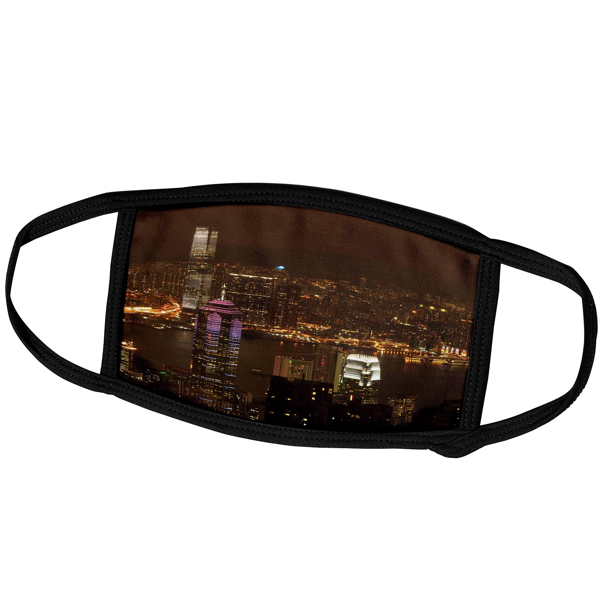3D Printed Face Masks - Hong Kong Skyline Design Featuring Kowloon, Victoria Harbor & Central from Victoria Peak | Reusable & Washable for Daily Use, Travel & Outdoor Activities