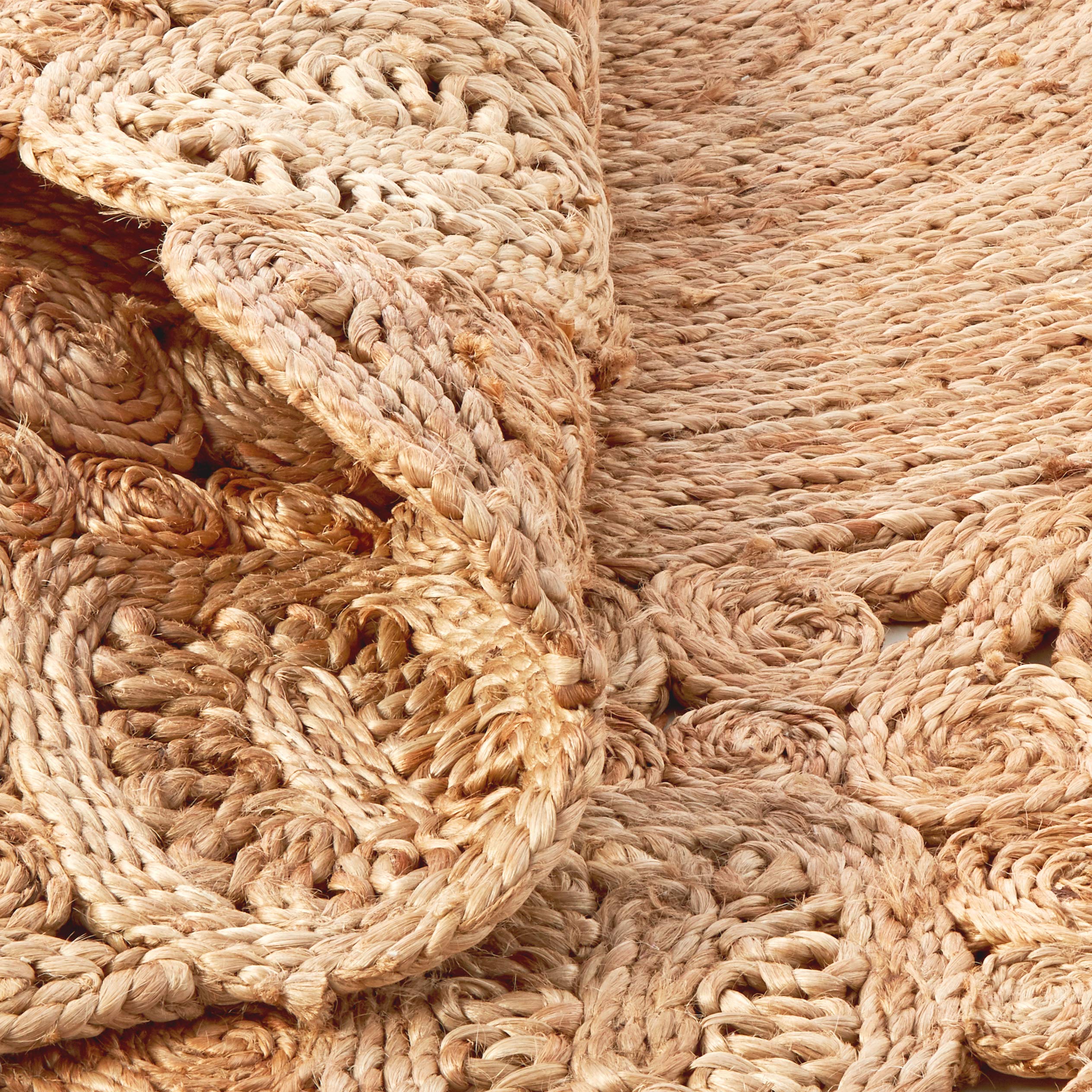 LR Home Natural Jute 6ft Round Braided Area Rug - Boho Farmhouse Style Indoor Carpet for Living Room, Bedroom, Playroom Decor | Eco-Friendly Home Accent for Cozy Spaces & Modern Interiors