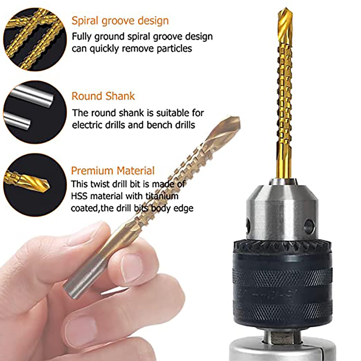 YUENTOEN 8Pcs Titanium Coated HSS Twist Drill Bit Set (3-10mm) - Serrated Spiral Saw Drill Bits for Woodworking, Metal, Plastic & Screw Hole Drilling | Perfect for Carpentry, DIY Projects & Home Repairs