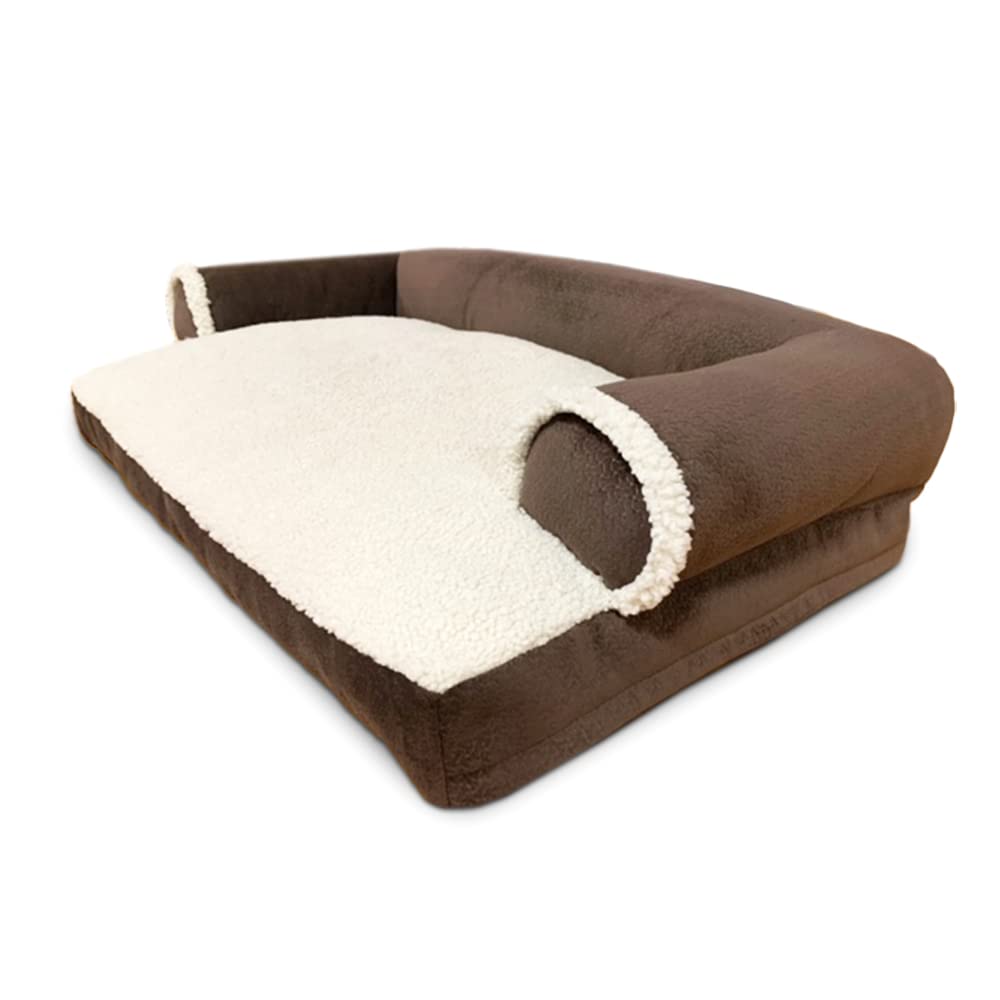 King Size Orthopedic Dog Bed for Large Dogs & Cats - Plush Microsuede & Sherpa Sofa-Style Pet Bed with Removable Washable Cover | Perfect for Living Room, Bedroom & Pet-Friendly Spaces