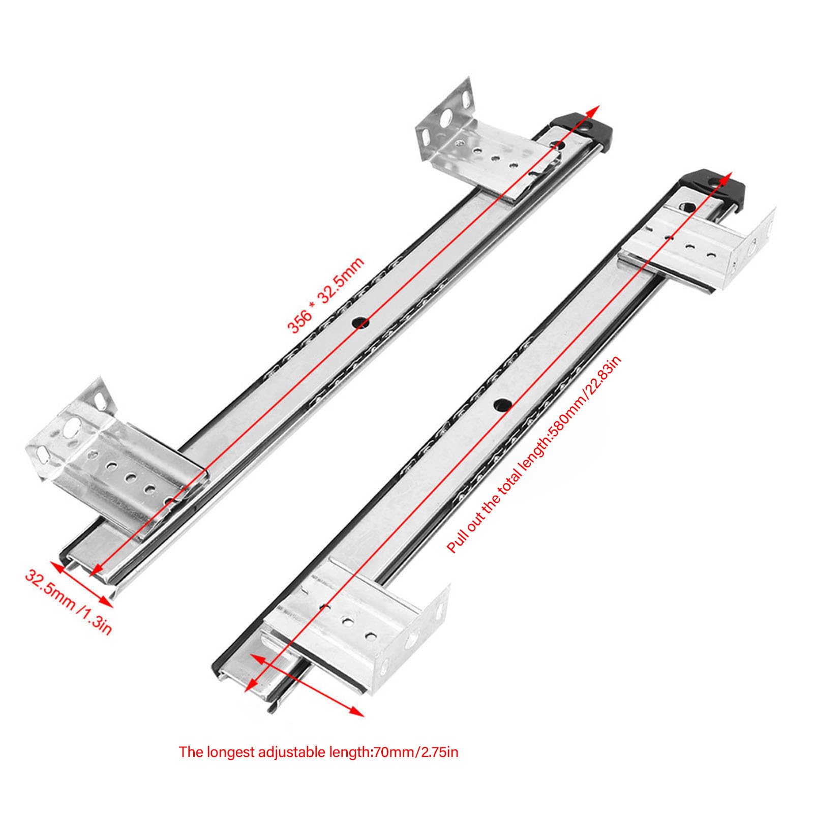 2Pcs Heavy Duty Keyboard Slide Tray - Cold Rolled Steel Computer Desk Drawer Accessories with Durable Slide Rail Bracket (White) - Perfect for Office Workstations & Home Computer Setups