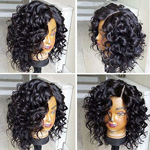 Brazilian 360 Lace Frontal Wig - 14 Inch Short Curly Human Hair Wig for Black Women | Glueless Full Lace Wig with Pre-Plucked Baby Hair & Natural Hairline | Perfect for Daily Wear, Parties & Special Occasions