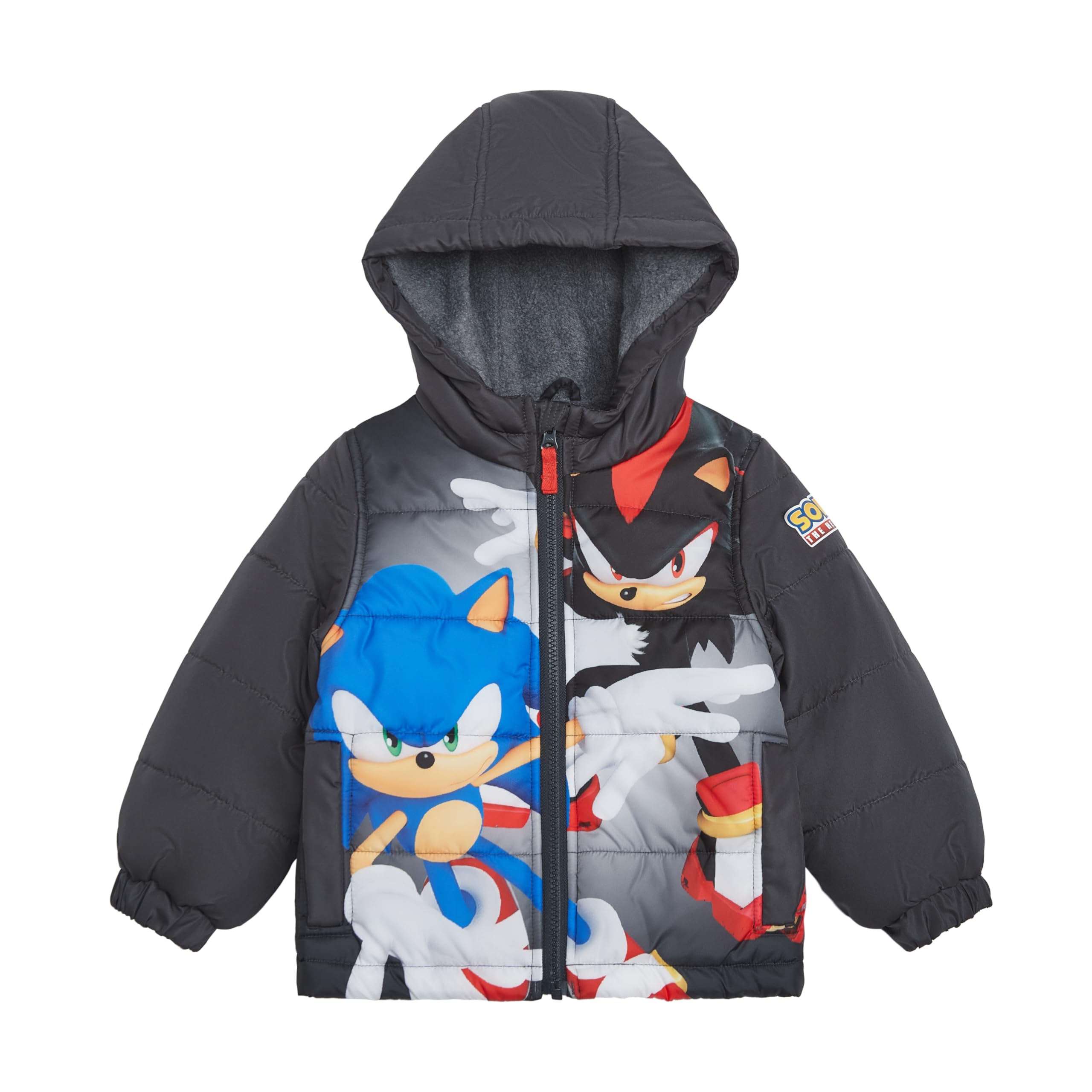 Sonic the Hedgehog Boys' Heavyweight Puffer Hooded Bubble Jacket - Warm Winter Coat for Kids - Perfect for Snow Play, Outdoor Activities & Cold Weather Adventures