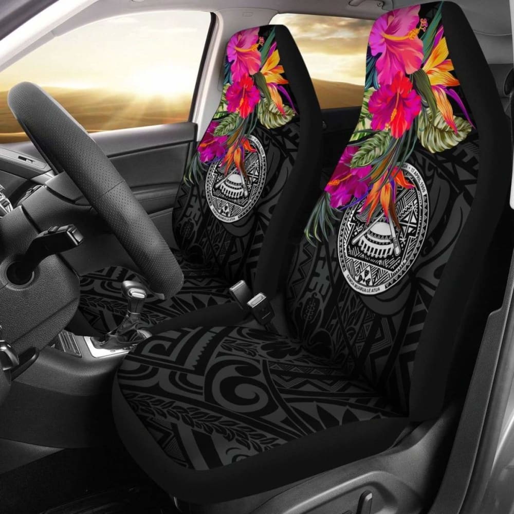Premium American Samoa Car Seat Covers - Breathable Polynesian Hibiscus Design (232125) | Universal Fit for Cars, Trucks & SUVs | Perfect for Tropical Vacations & Island-Themed Decor