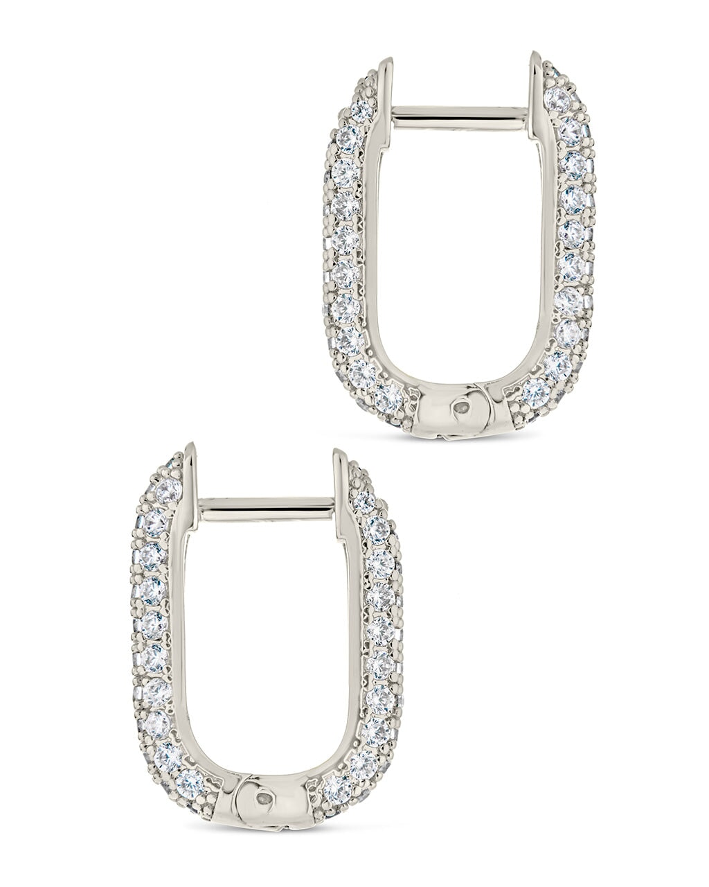 Mara CZ Rectangle Hoop Earrings for Women - Sterling Silver Cubic Zirconia Fashion Jewelry - Perfect for Parties, Weddings & Everyday Wear